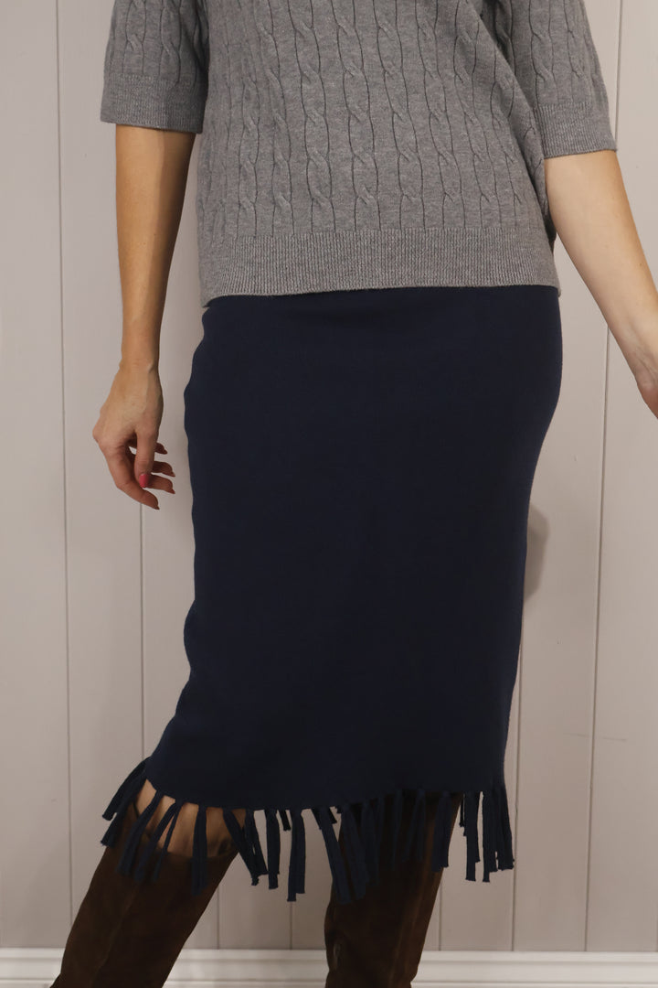 Felicity Fringe Skirt Navy