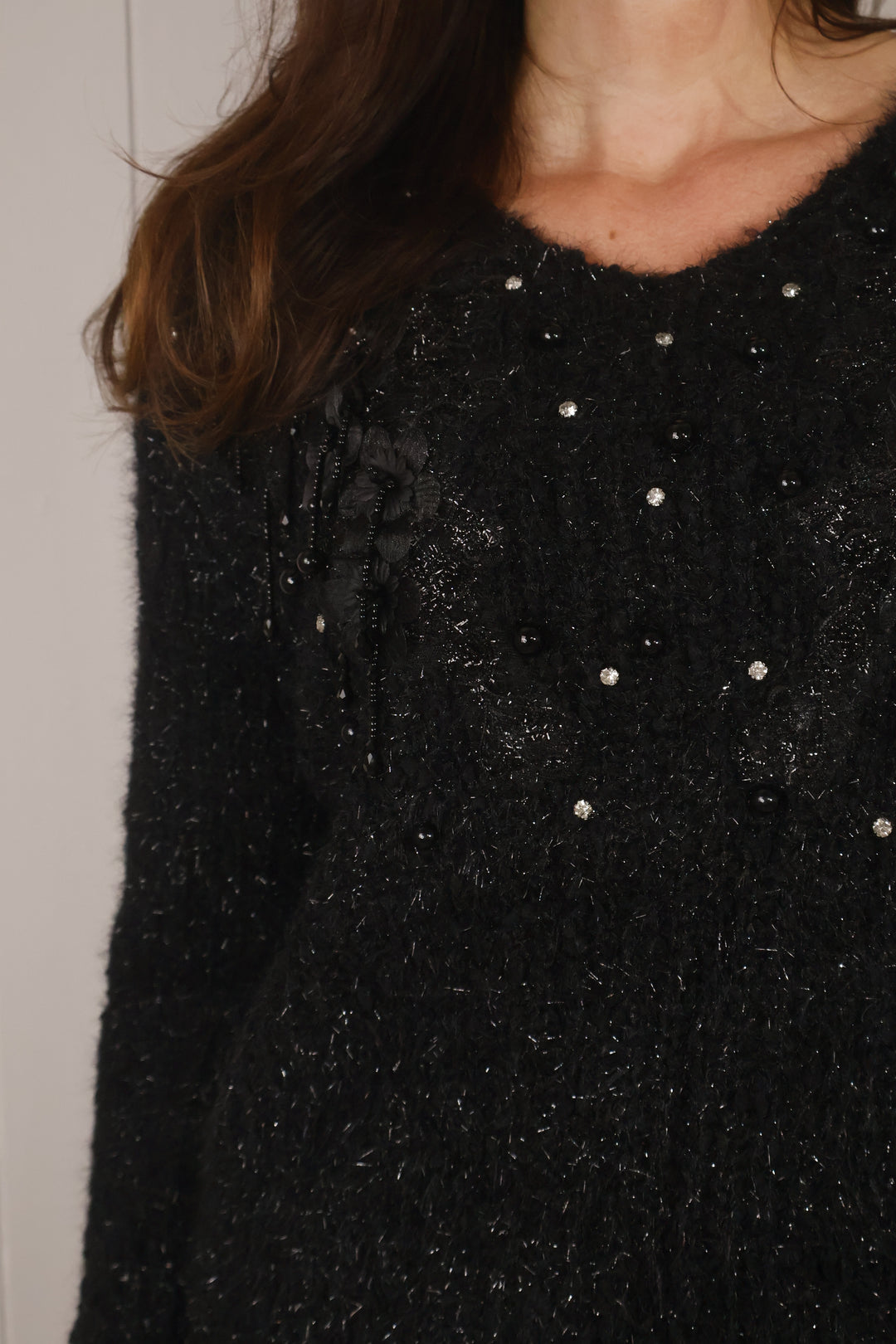 Lydia Pearl & Sequin Jumper Black