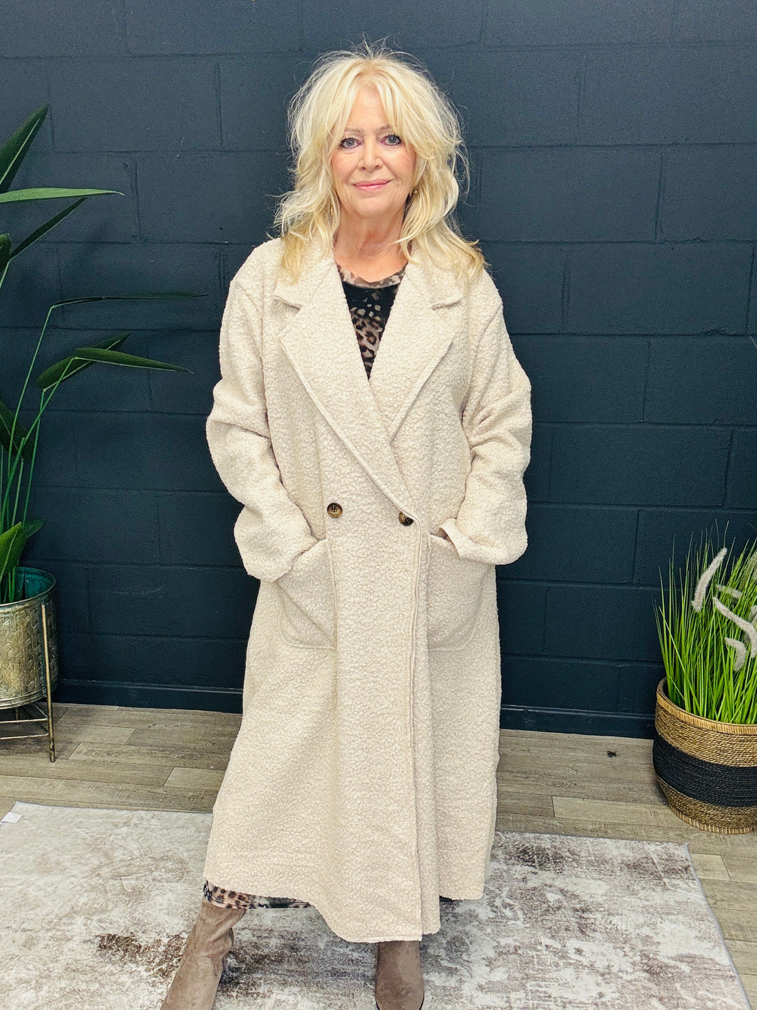 Briana Boucle Coat Cream