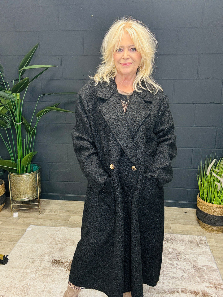 Briana Boucle Coat Black