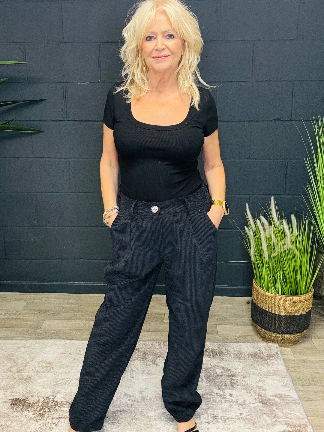 Cara Cord Trousers Black