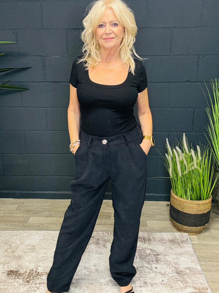 Cara Cord Trousers Black