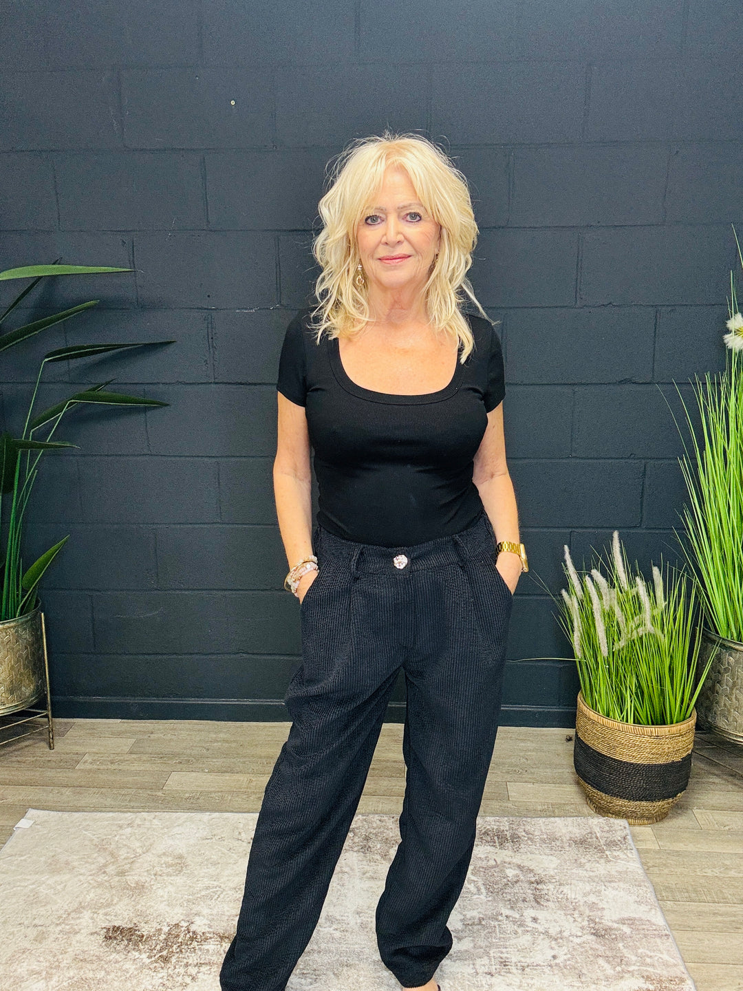 Cara Cord Trousers Black
