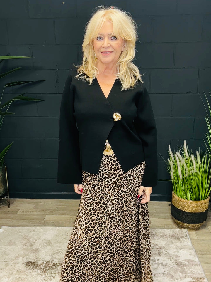 Genesis Gold Button Top Black