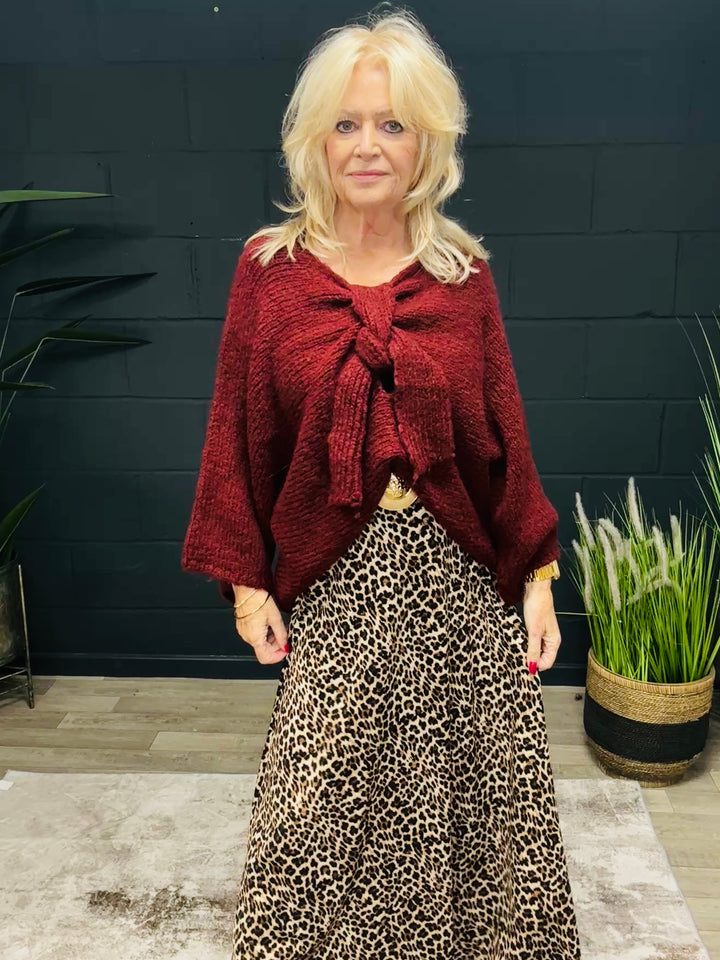 Bella Bow Jumper Maroon