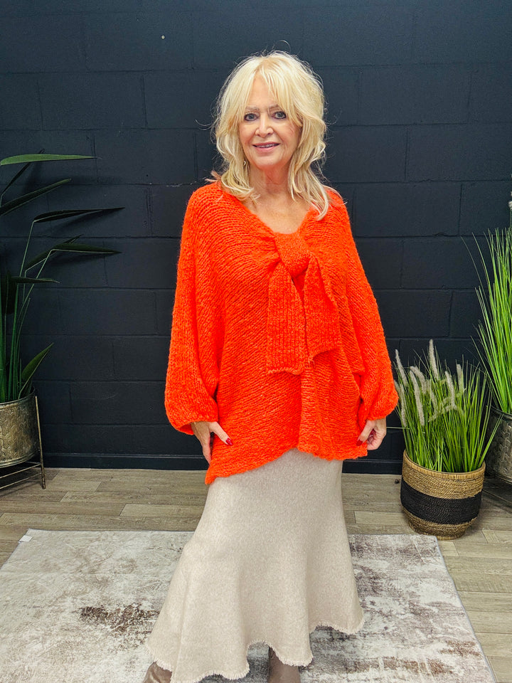 Bella Bow Jumper Neon Orange