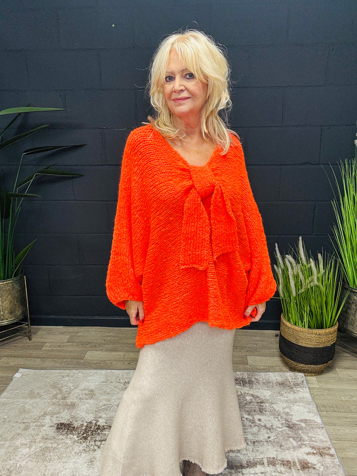 Bella Bow Jumper Neon Orange