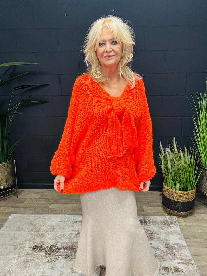 Bella Bow Jumper Neon Orange