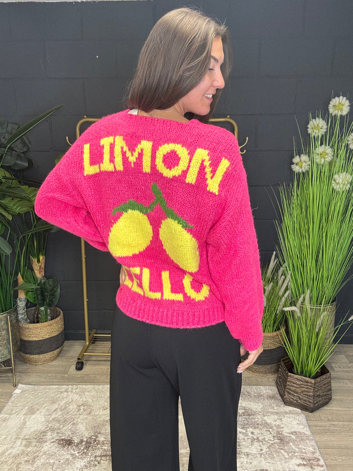 Limoncello V Neck Jumper Fuchsia