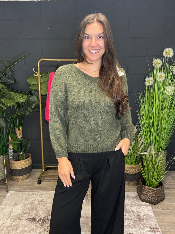 Limoncello V Neck Jumper Khaki