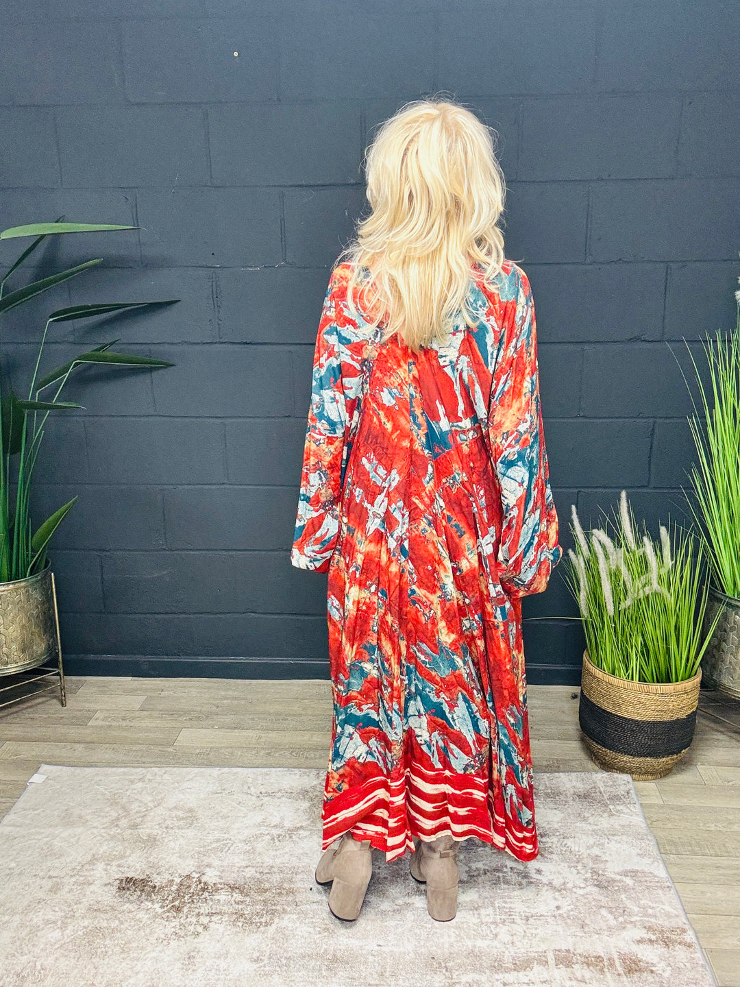 Melody Marble Dress Red