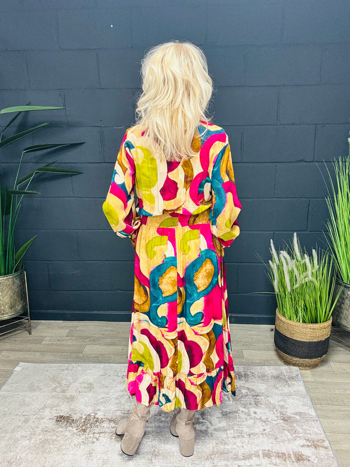 Shirred Pocket Dress Berry