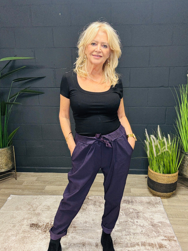Aubergine Plain Magic Pants