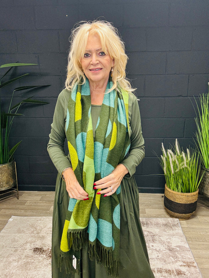 Polka Dot Pashmina Cream Olive