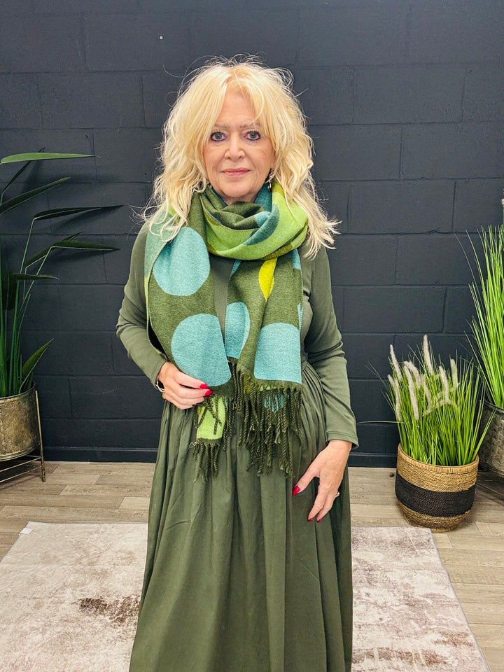 Polka Dot Pashmina Cream Olive