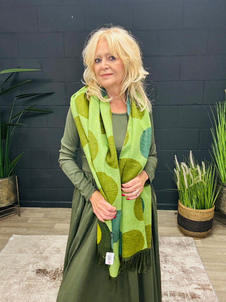 Polka Dot Pashmina Cream Olive