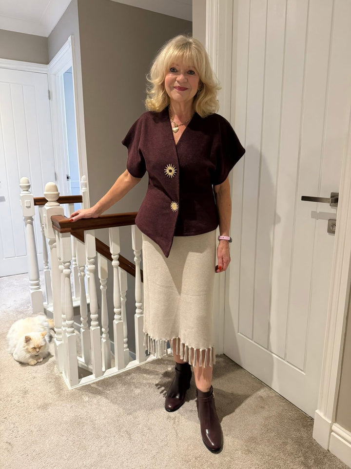 Solana Sun Brooch Top Wine