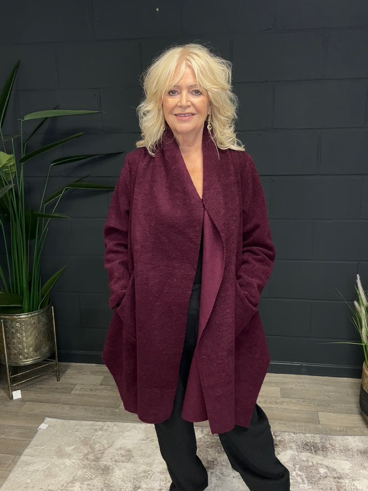 Ava Waterfall Coat Mulberry