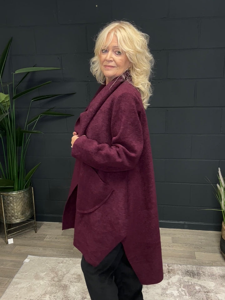 Ava Waterfall Coat Mulberry