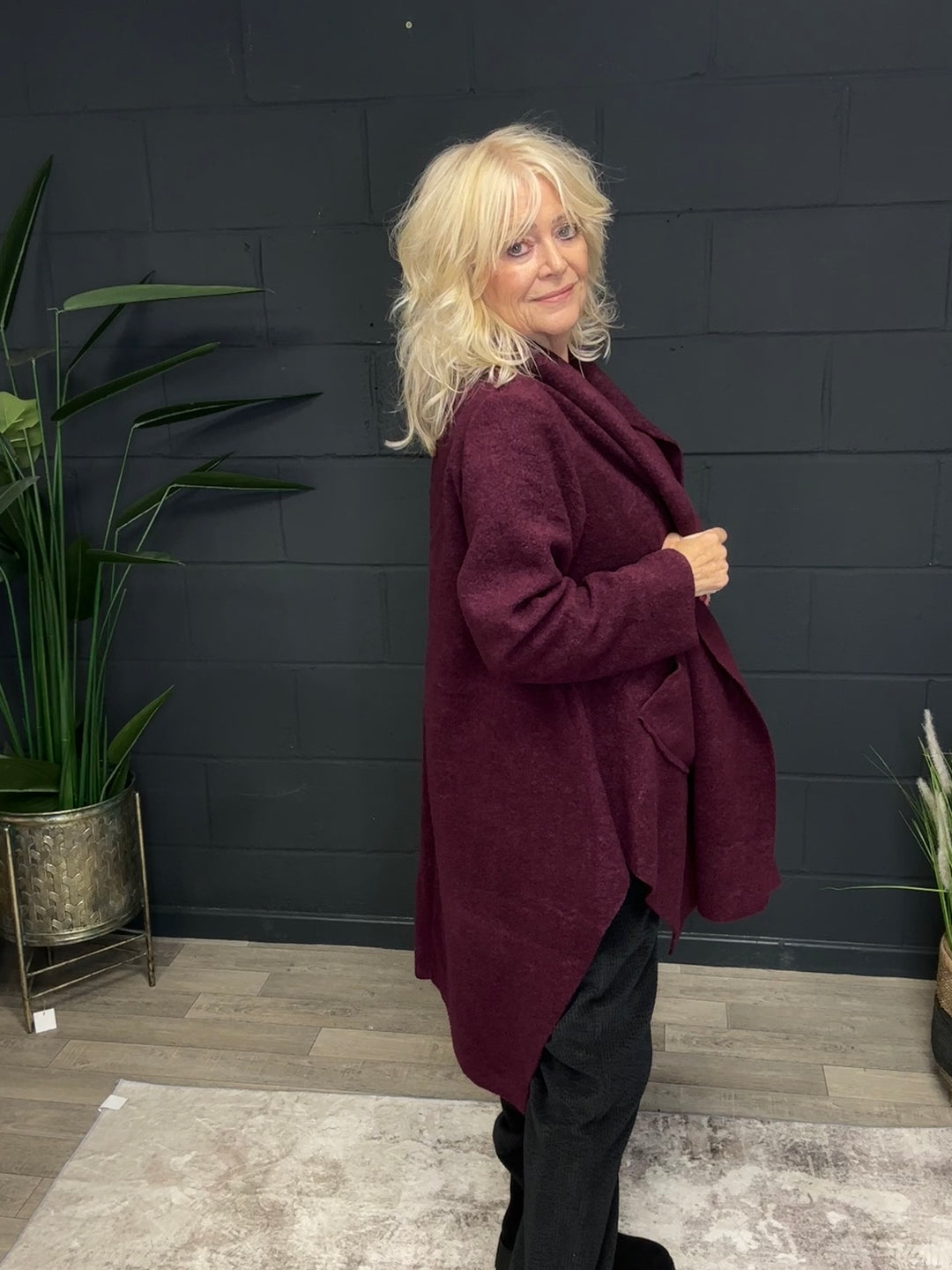 Ava Waterfall Coat Mulberry