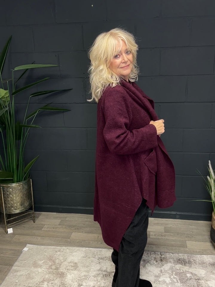 Ava Waterfall Coat Mulberry