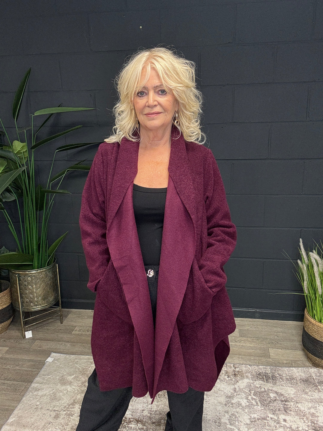 Ava Waterfall Coat Mulberry