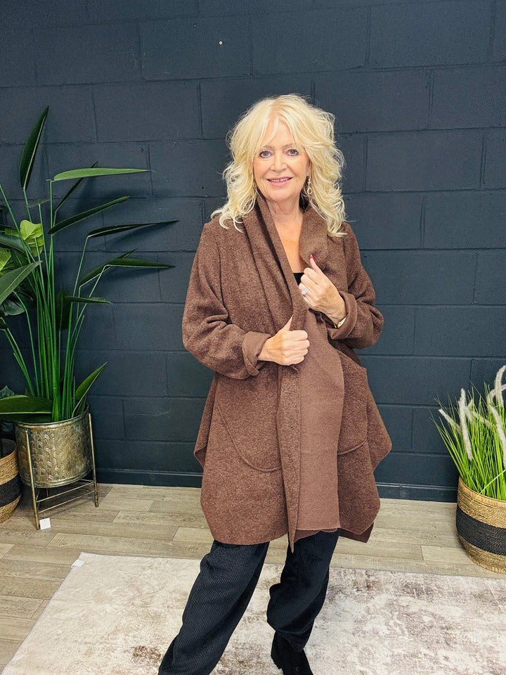 Ava Waterfall Coat Chocolate