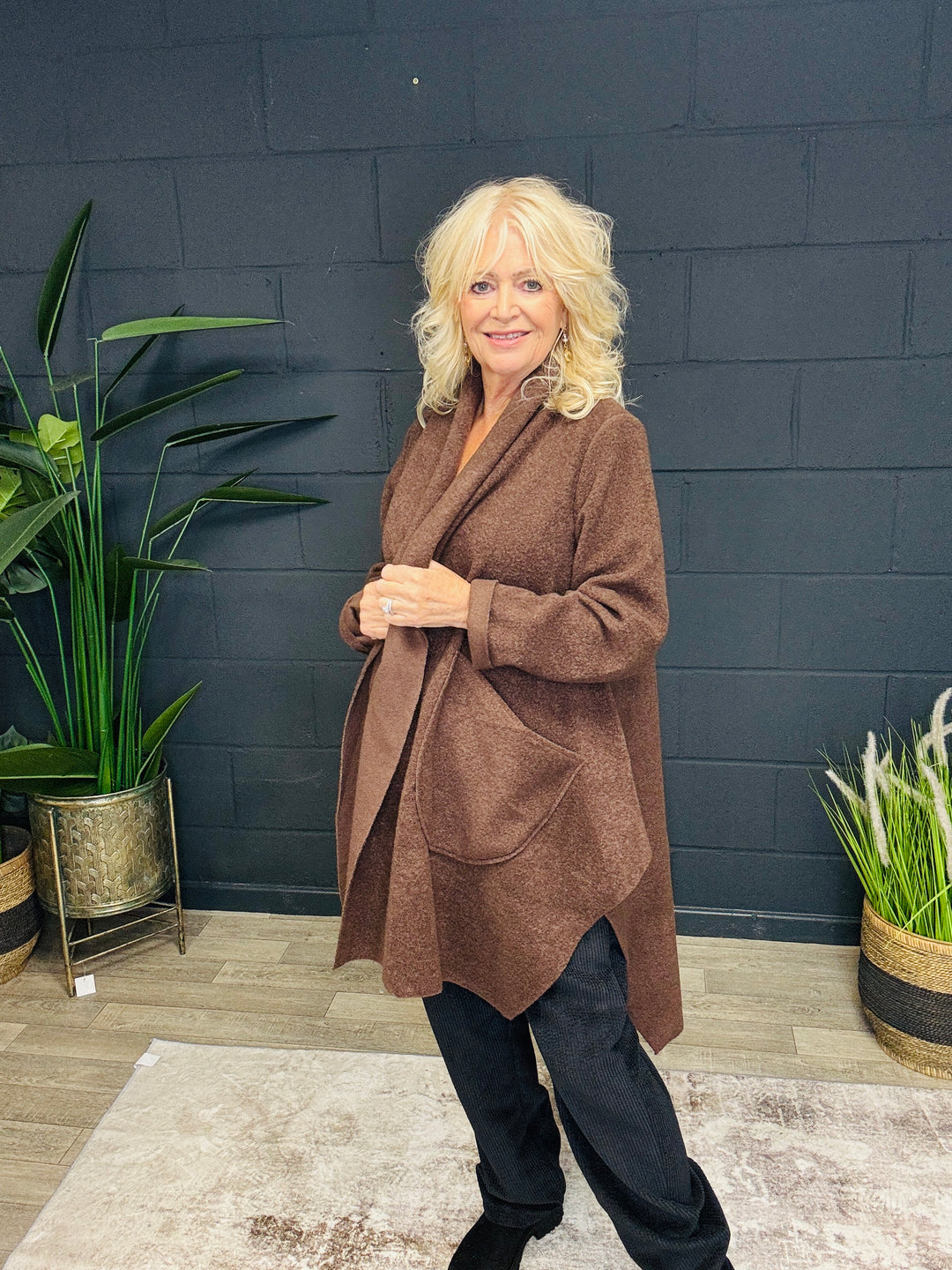 Ava Waterfall Coat Chocolate