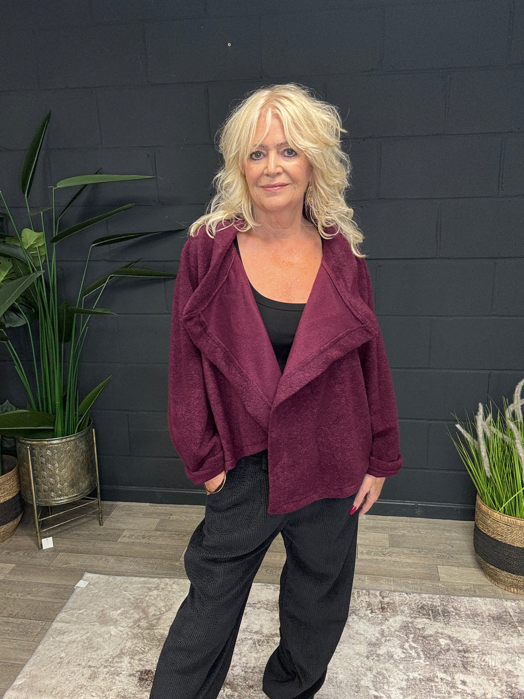 Beatrice Brushed Jacket Wine