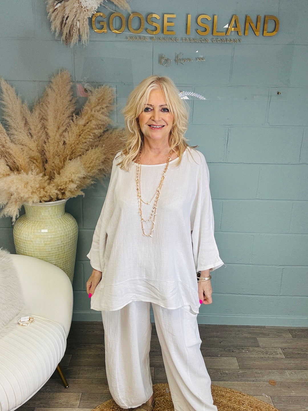 Luisa Linen Oversized Top White