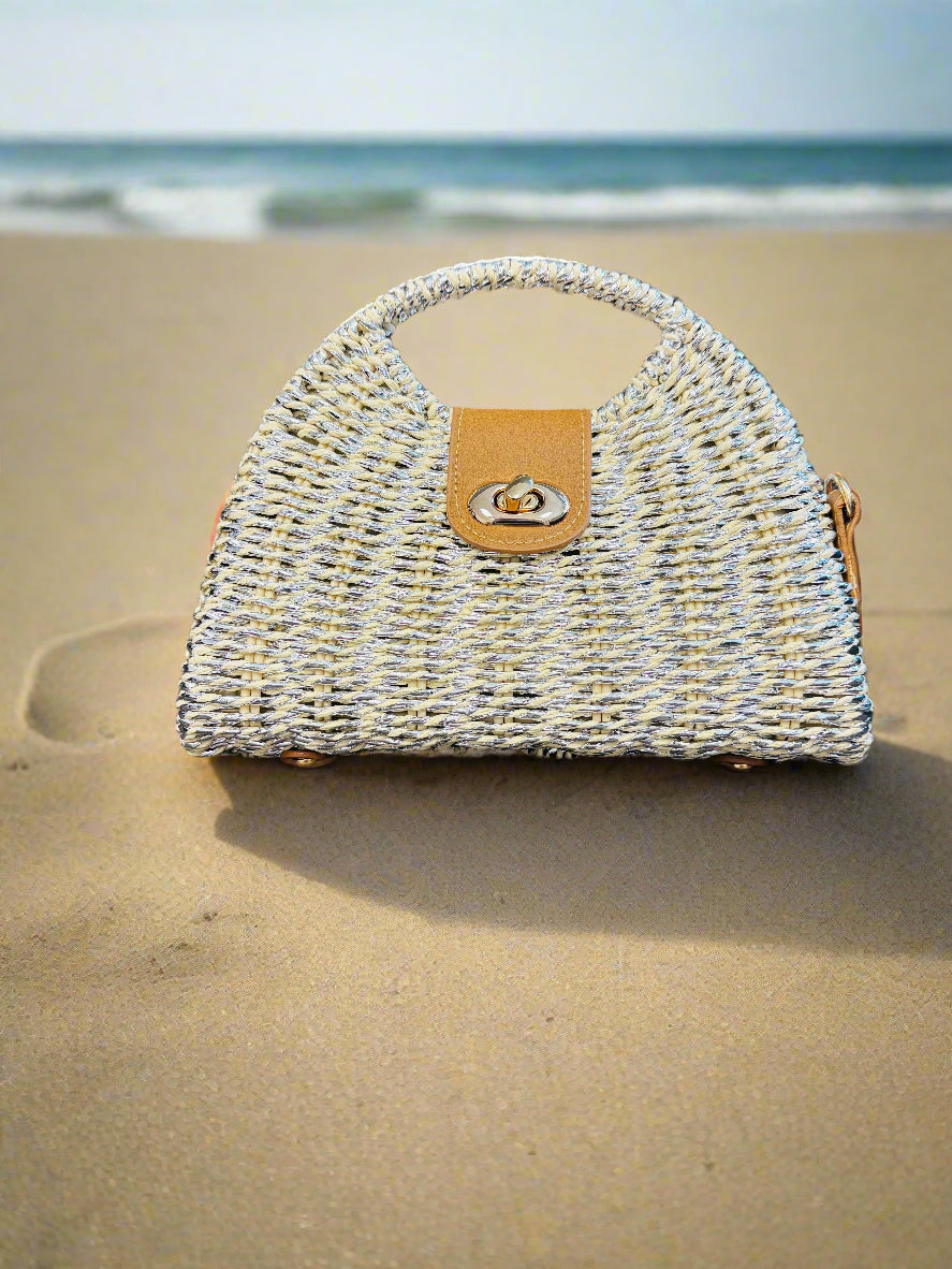 Small Raffia Handbag Silver