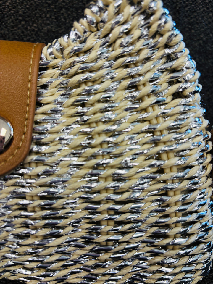 Small Raffia Handbag Silver
