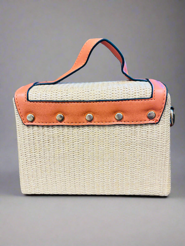 Box Handbag Raffia Tan