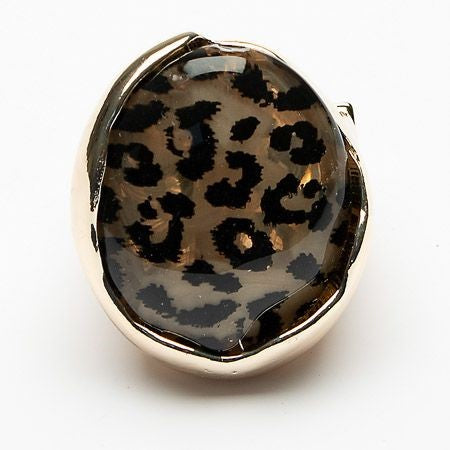 Lila Leopard Resin Stone Ring Gold