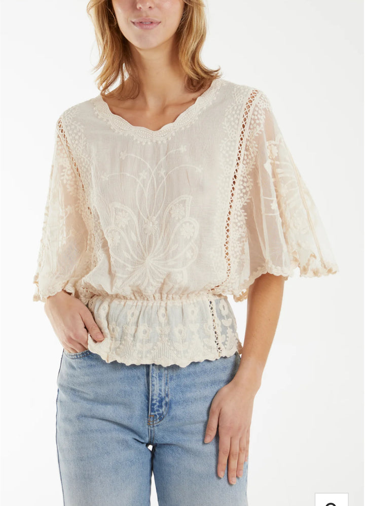 Sasha Sheer top Cream