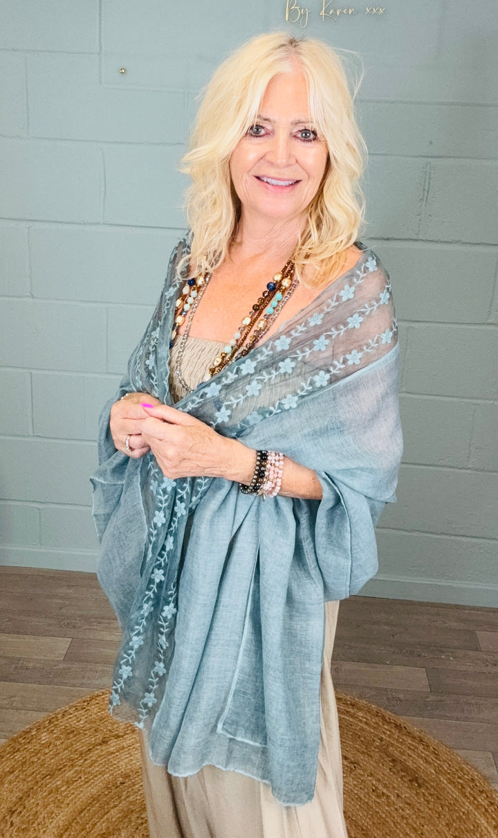Vintage Lace Shawl Teal