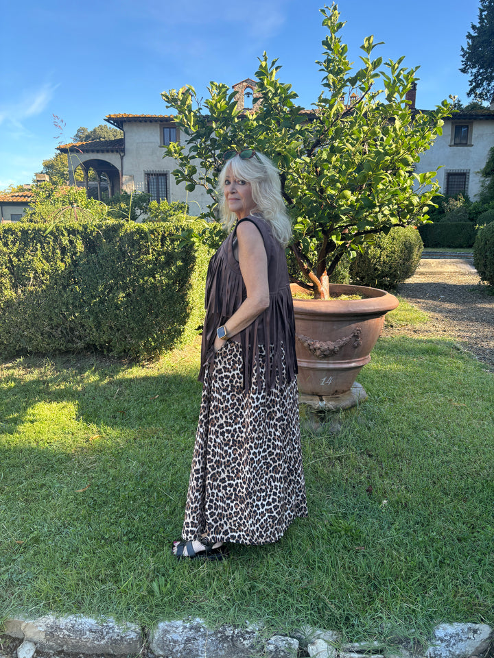 Francesca Fringe Waistcoat Chocolate