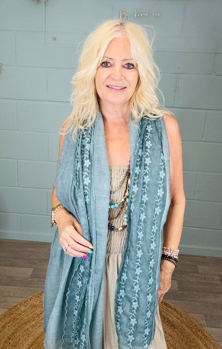 Vintage Lace Shawl Teal