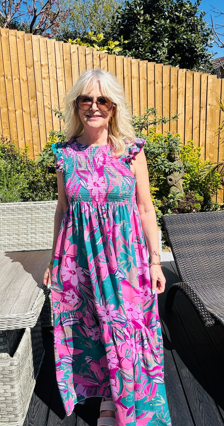 Toscana Maxi Dress Pink & Teal
