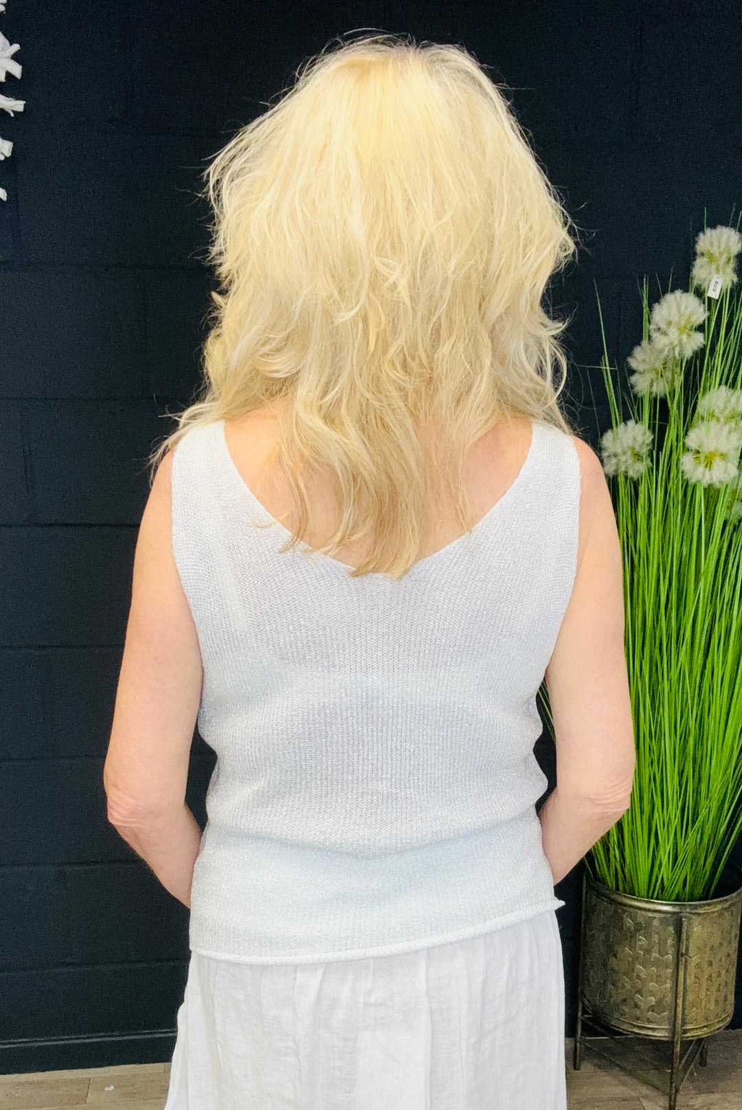 Viana V Neck Top Silver