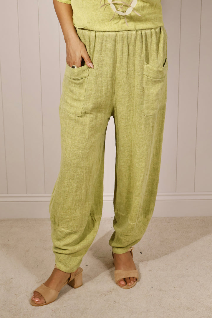 Lettie Linen Trousers Pistachio
