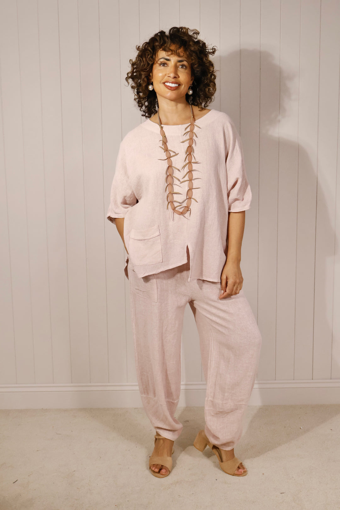 Lettie Linen Trousers Blush