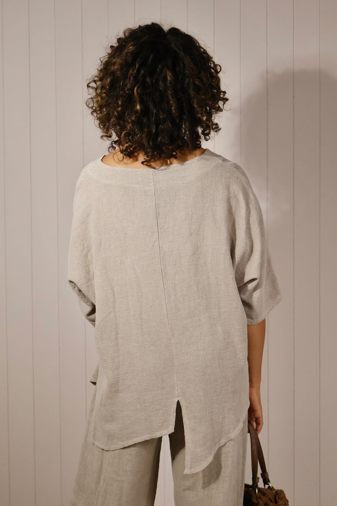 Lettie Linen Pocket Top Beige