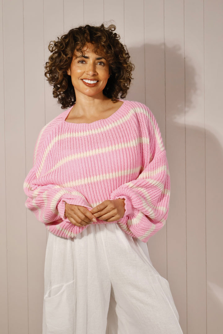 Adelaide Stripe Jumper Pink/Cream