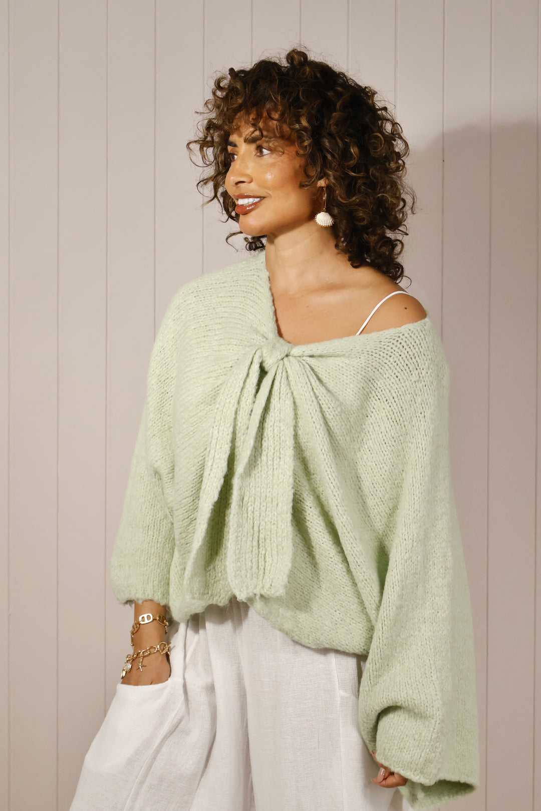 Bella Bow Jumper Pistachio