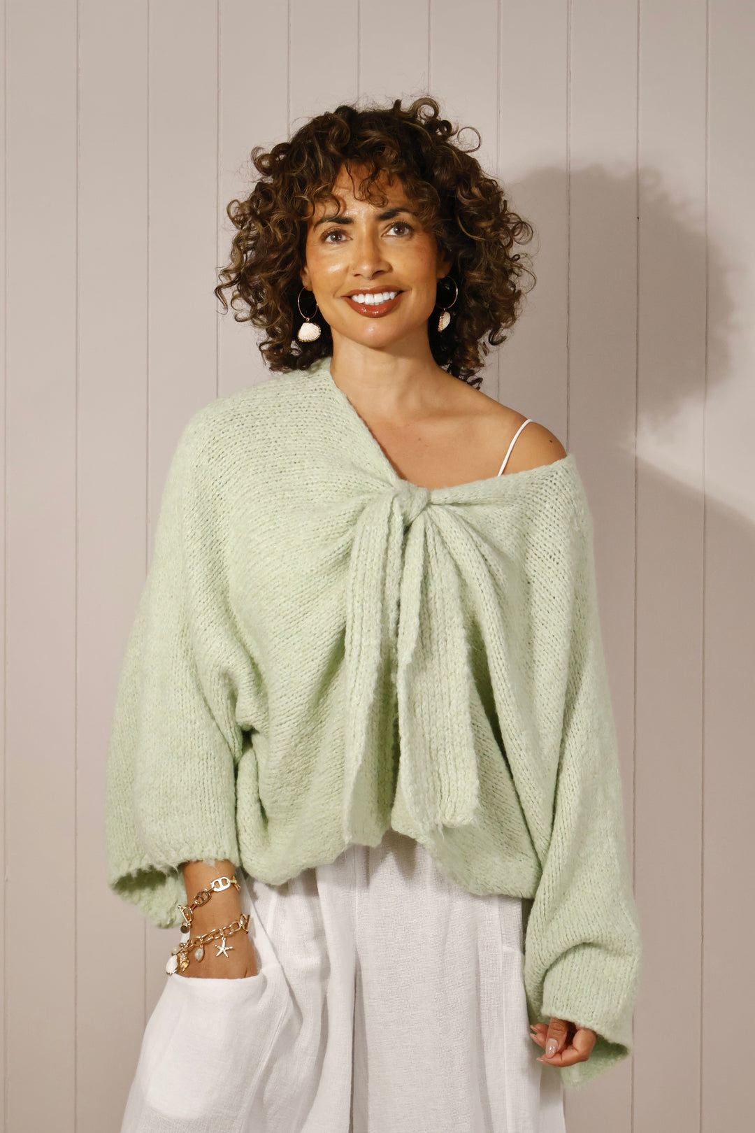 Bella Bow Jumper Pistachio