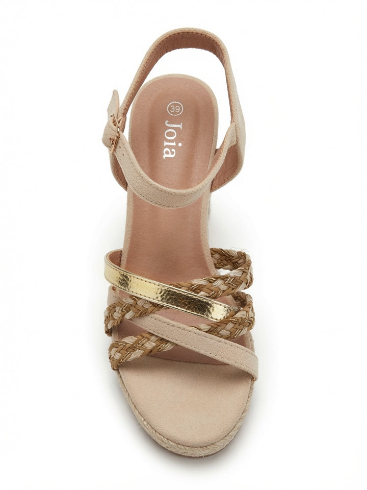 Ayla Woven Wedge Sandals Cream