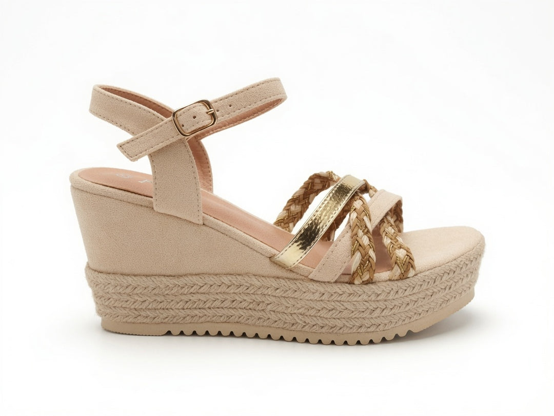 Ayla Woven Wedge Sandals Cream