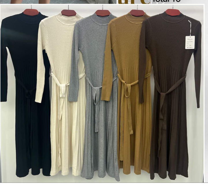 Isla Ribbed Knit Dress Black PREORDER