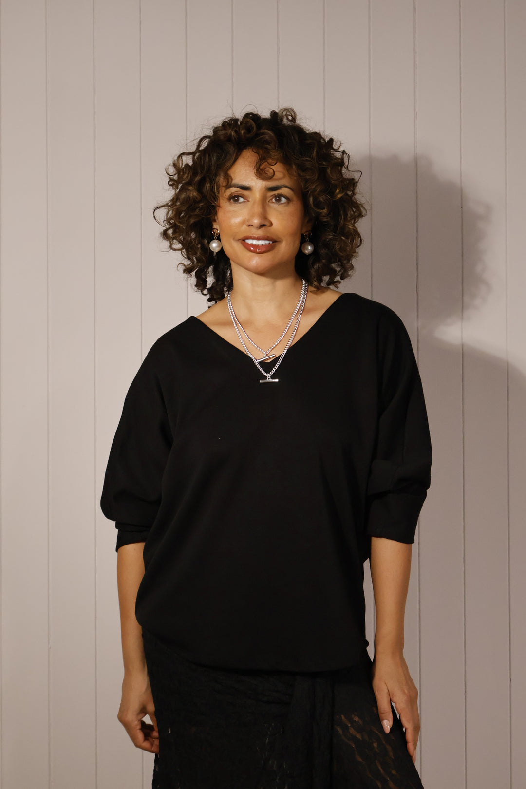 Pristina Silky Bow Top Black